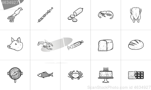 Image of Food hand drawn sketch icon set.