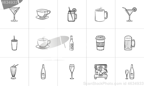 Image of Drink hand drawn sketch icon set.