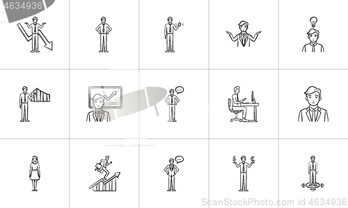 Image of Business hand drawn sketch icon set.