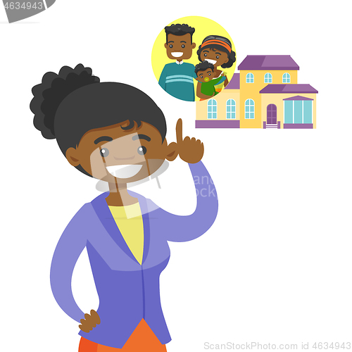 Image of Woman planning her purchase of a family house.