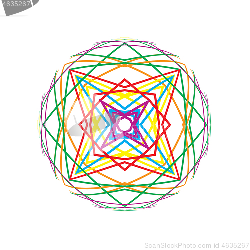 Image of Abstract shape with colorful lines pattern 