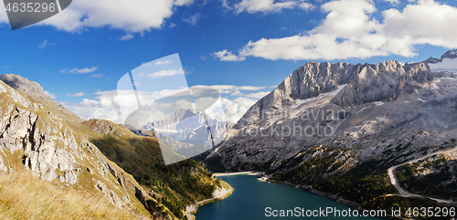 Image of Fedaia lake in Dolomites