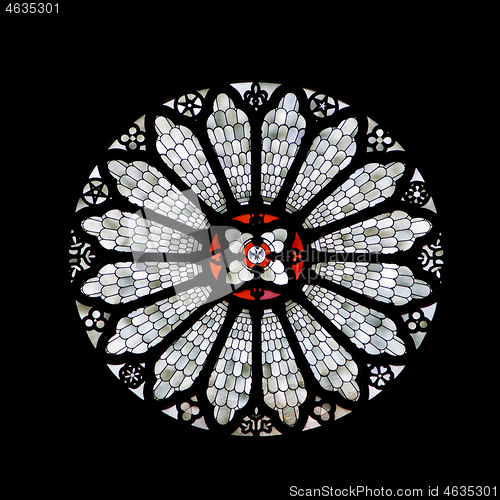 Image of Staned-glass rose window of Trento cathedral