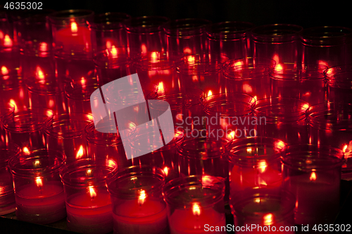 Image of Burning candles in a church