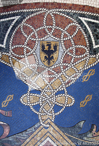 Image of ITALY, MILAN - SEPTEMBER 27, 2014 - Floor mosaic in galleria Vittorio Emanuele II