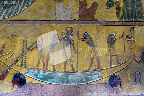 Image of Ancient mural of egyptian boat