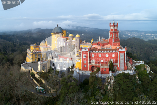 Image of Pena Palace at morning in Sintra