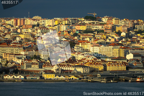 Image of Lisbon old city center at sunset