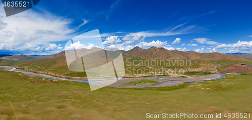 Image of Aerial view of Orkhon valley Mongolia