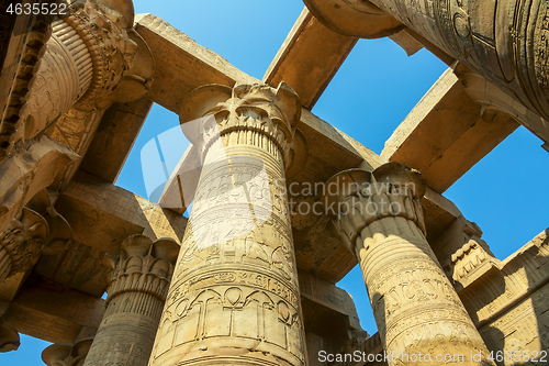 Image of Ancient pillars with hieroglyphics in Egypt