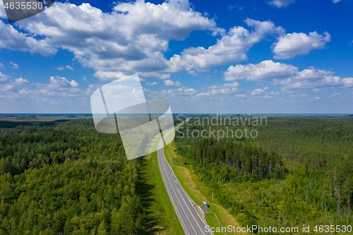 Image of Aerial top view on country road