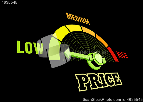 Image of Low price speedometer vector 3d illustration on black