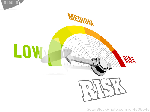 Image of Low risk speedometer vector 3d illustration on white