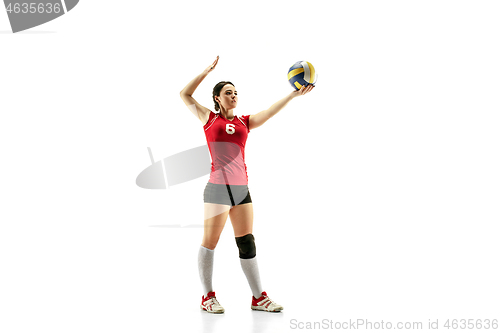 Image of Female professional volleyball player isolated on white