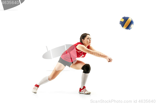 Image of Female professional volleyball player isolated on white