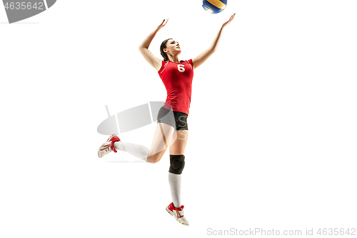 Image of Female professional volleyball player isolated on white