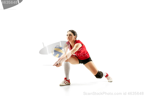 Image of Female professional volleyball player isolated on white