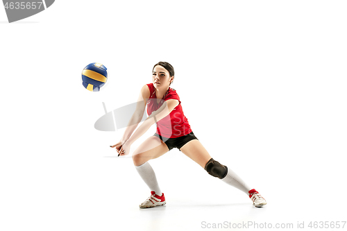 Image of Female professional volleyball player isolated on white