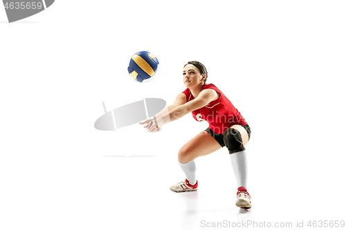 Image of Female professional volleyball player isolated on white