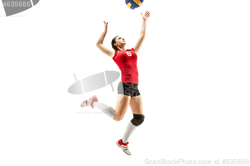 Image of Female professional volleyball player isolated on white