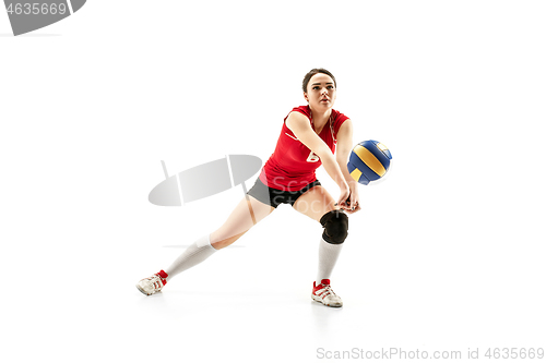 Image of Female professional volleyball player isolated on white