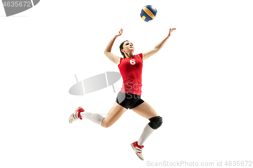 Image of Female professional volleyball player isolated on white