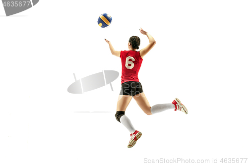 Image of Female professional volleyball player isolated on white