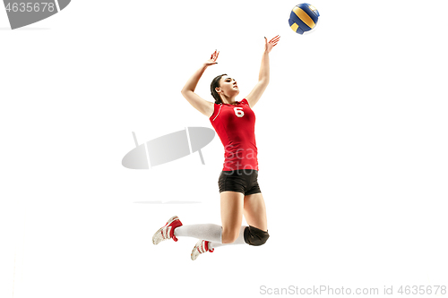 Image of Female professional volleyball player isolated on white