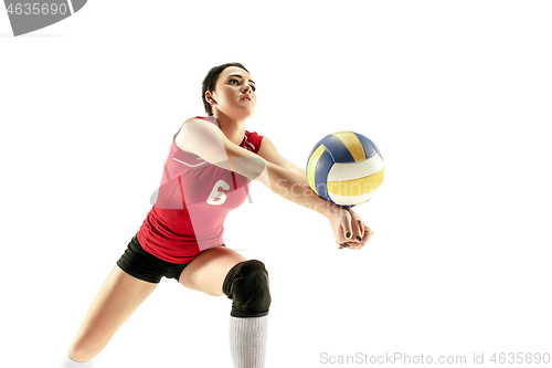 Image of Female professional volleyball player isolated on white