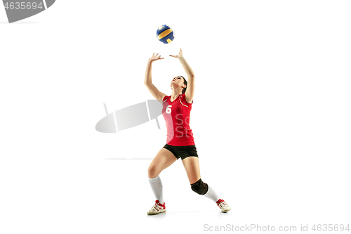 Image of Female professional volleyball player isolated on white