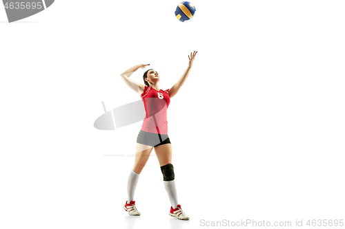 Image of Female professional volleyball player isolated on white