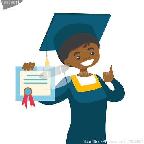 Image of African-american graduate giving thumb up.
