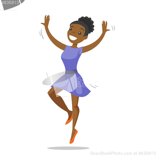 Image of Young african-american woman dancing.