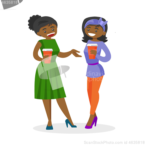 Image of African-american business women drinking coffee.