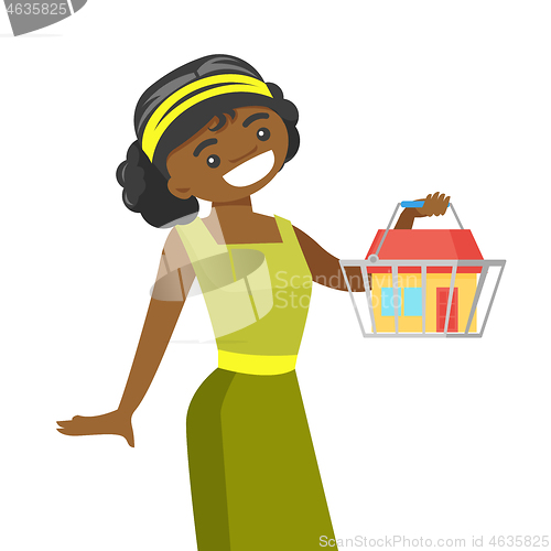 Image of Young african-american woman buying home.