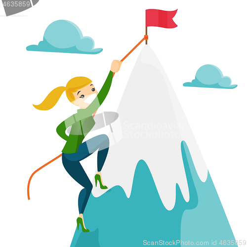 Image of Business woman climbing to her business goal.