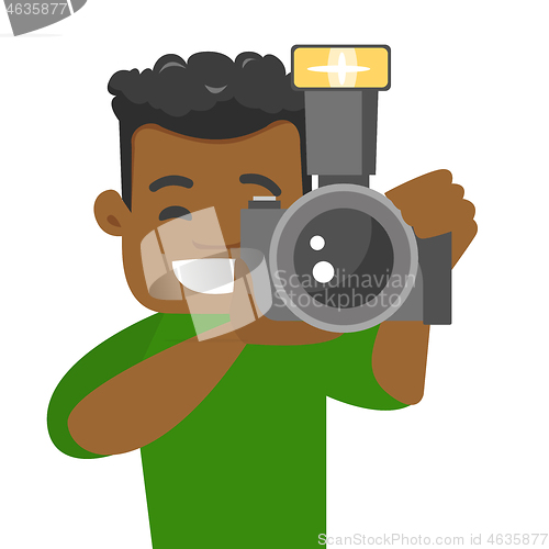 Image of African-american photographer taking a photo.