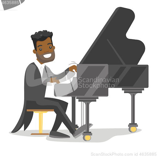 Image of Young african-american man playing piano.