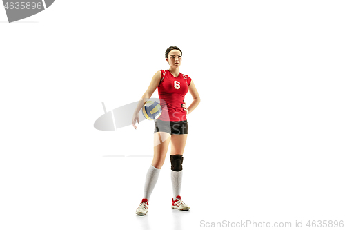 Image of Female professional volleyball player isolated on white