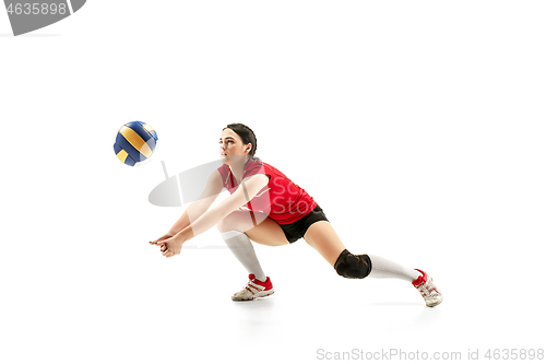 Image of Female professional volleyball player isolated on white