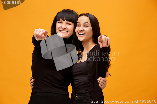 Image of A portrait of a happy mother and daughter