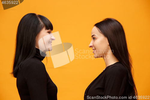 Image of A portrait of a happy mother and daughter