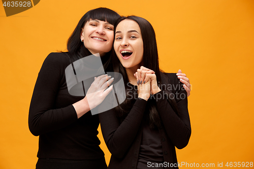 Image of A portrait of a happy mother and daughter