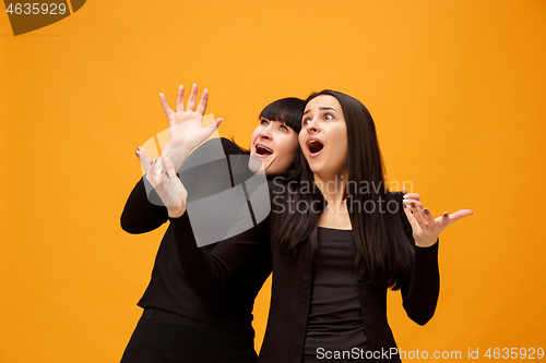 Image of A portrait of a scared mother and daughter