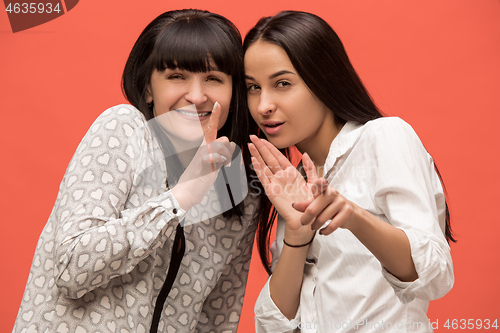 Image of A portrait of a surprised mother and daughter