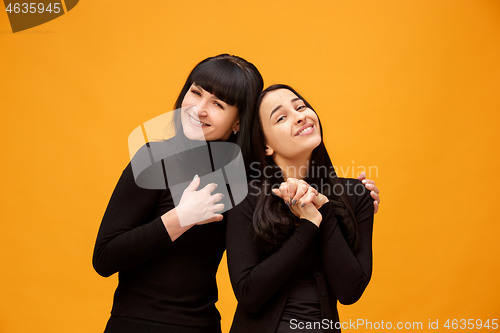 Image of A portrait of a happy mother and daughter