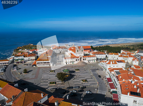 Image of Aerial view of Nazare town in Portugal