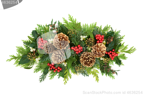 Image of Christmas Composition with Pine Cones and Winter Greenery  