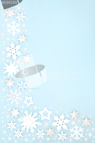 Image of Abstract Star and Snowflake Background Border