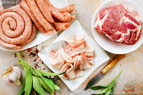 Image of raw meat and sausages